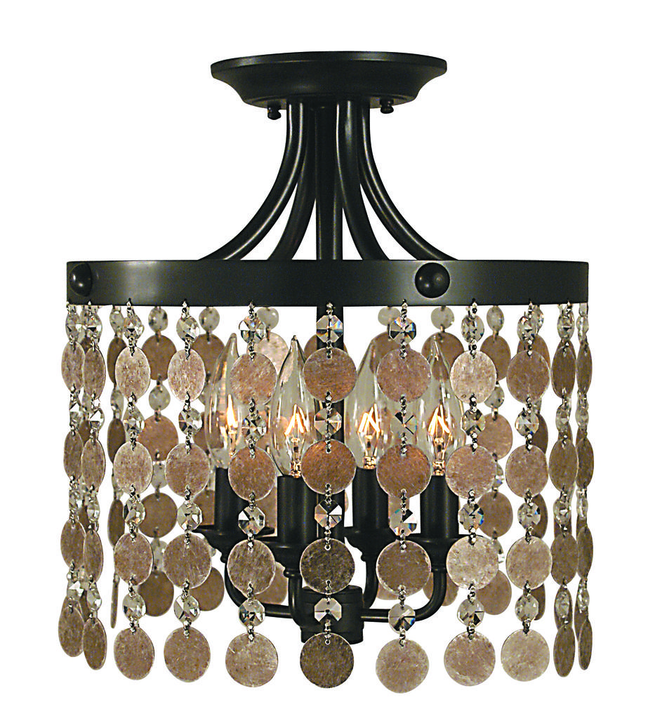 4-Light French Brass Naomi Flush / Semi-Flush Mount