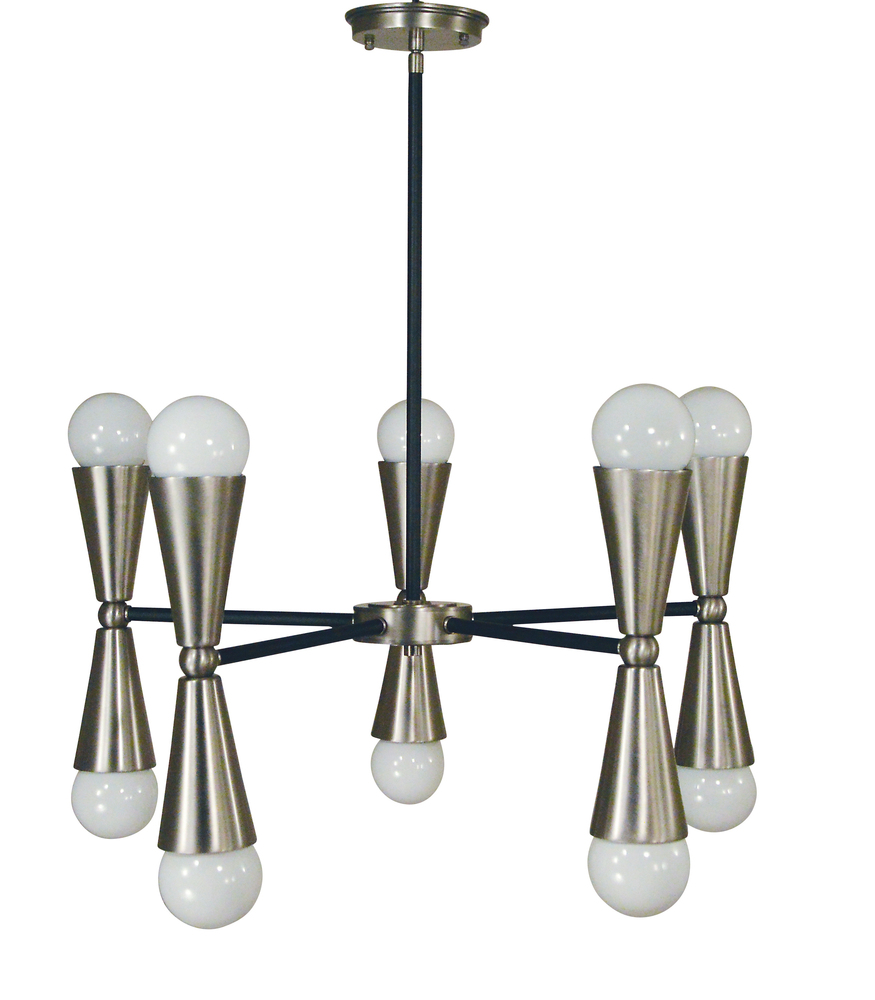 10-Light Polished Nickel/Matte Black Equinox Chandelier