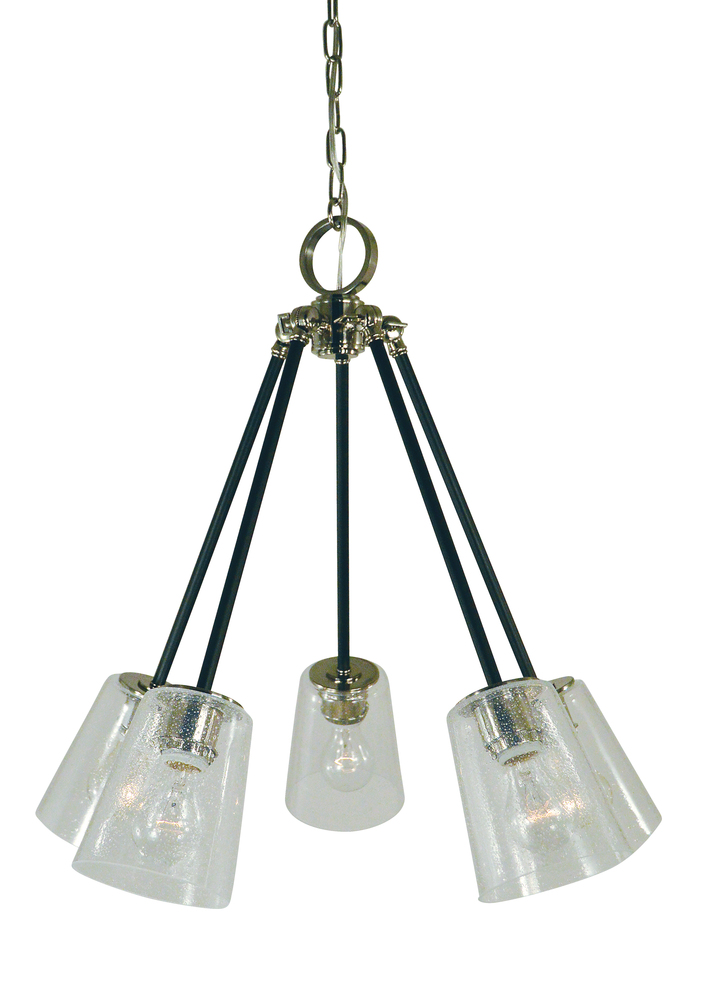 5 Light Antique Brass/Matte Black Felix Chandelier