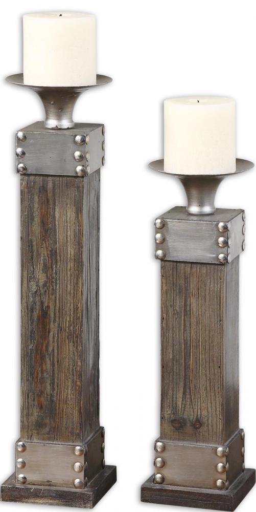 Uttermost Lican Natural Wood Candleholders, Set/2