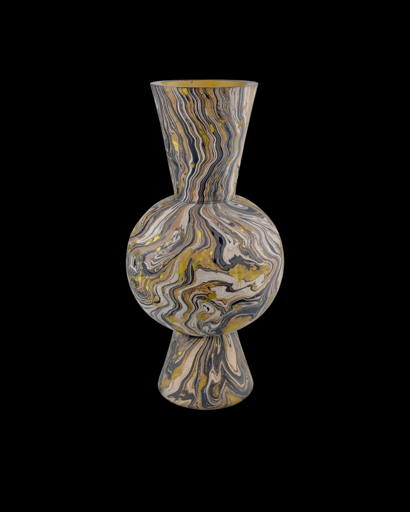 Brown Marbleized Round Vase