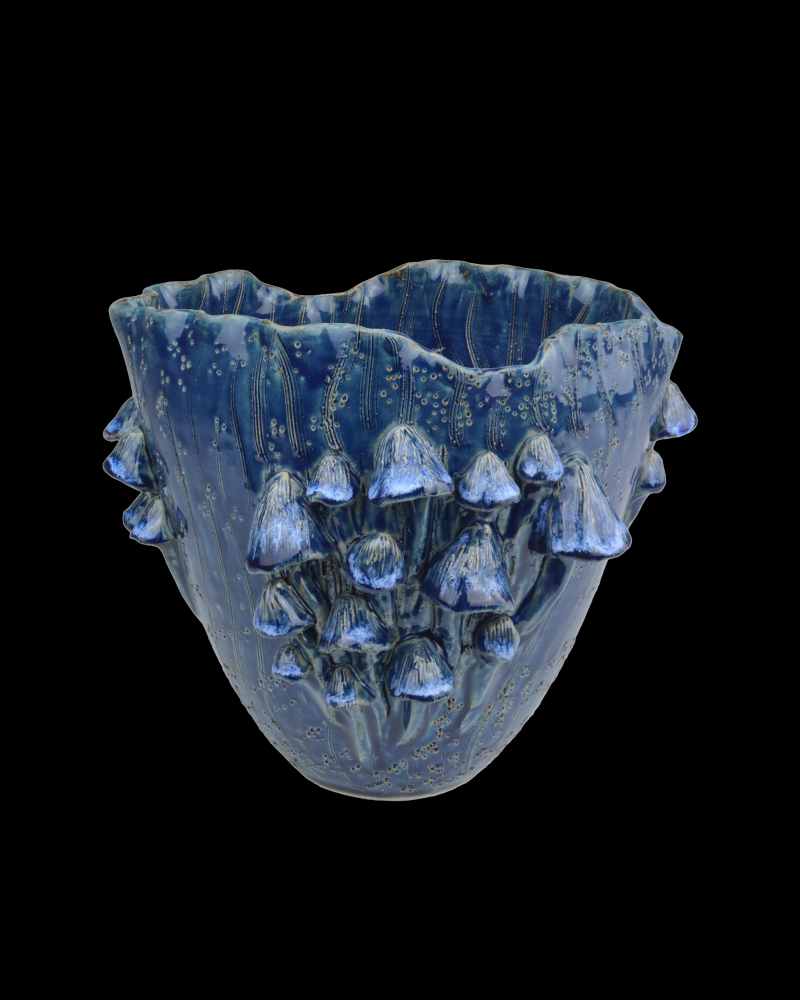 Conical Mushrooms Medium Dark Blue Vase